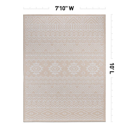 World Rug Gallery Distressed Geometric Bohemian Textured Flat Weave Indoor/Outdoor Area Rug