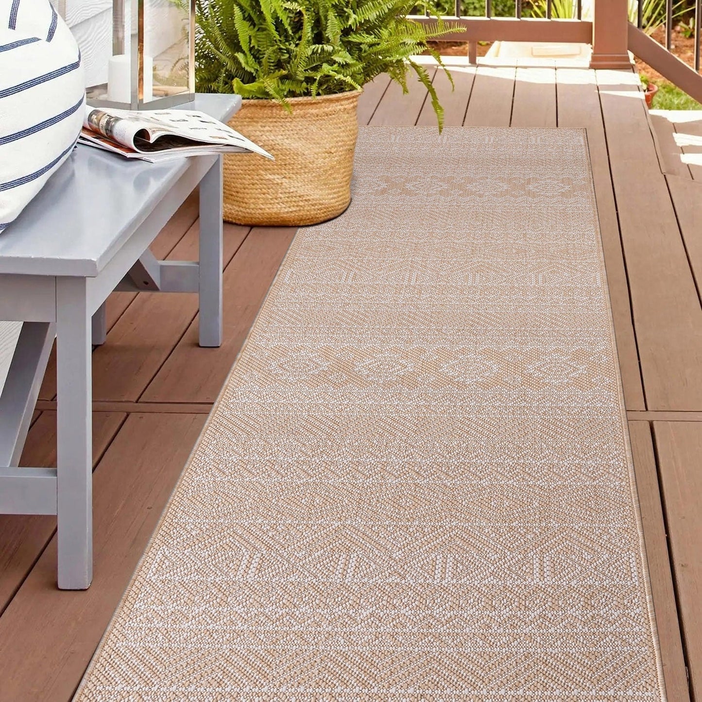 World Rug Gallery Distressed Geometric Bohemian Textured Flat Weave Indoor/Outdoor Area Rug