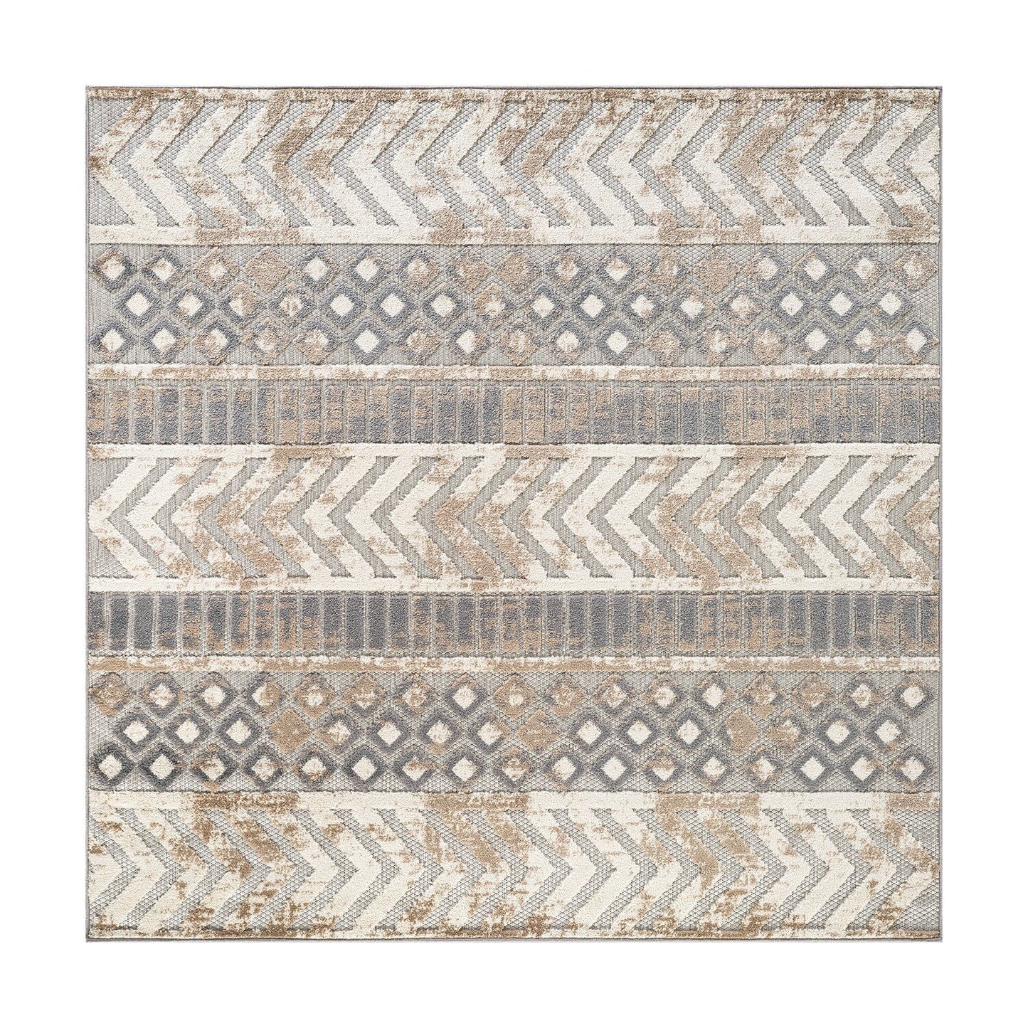 World Rug Gallery Distressed Geometric Indoor/Outdoor Area Rug