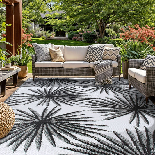 World Rug Gallery Floral Tropical Reversible Recycled Plastic Outdoor Rugs