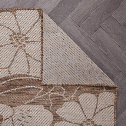 World Rug Gallery Modern Floral Flowers Textured Flat Weave Indoor/Outdoor Area Rug