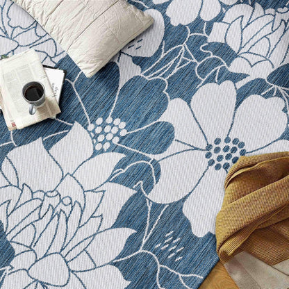 World Rug Gallery Modern Floral Flowers Textured Flat Weave Indoor/Outdoor Area Rug