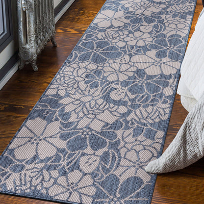 World Rug Gallery Modern Floral Flowers Textured Flat Weave Indoor/Outdoor Area Rug