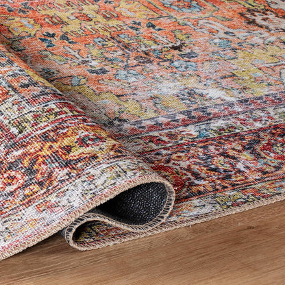 World Rug Gallery Transitional Distressed Machine Washable Non Slip Area Rug