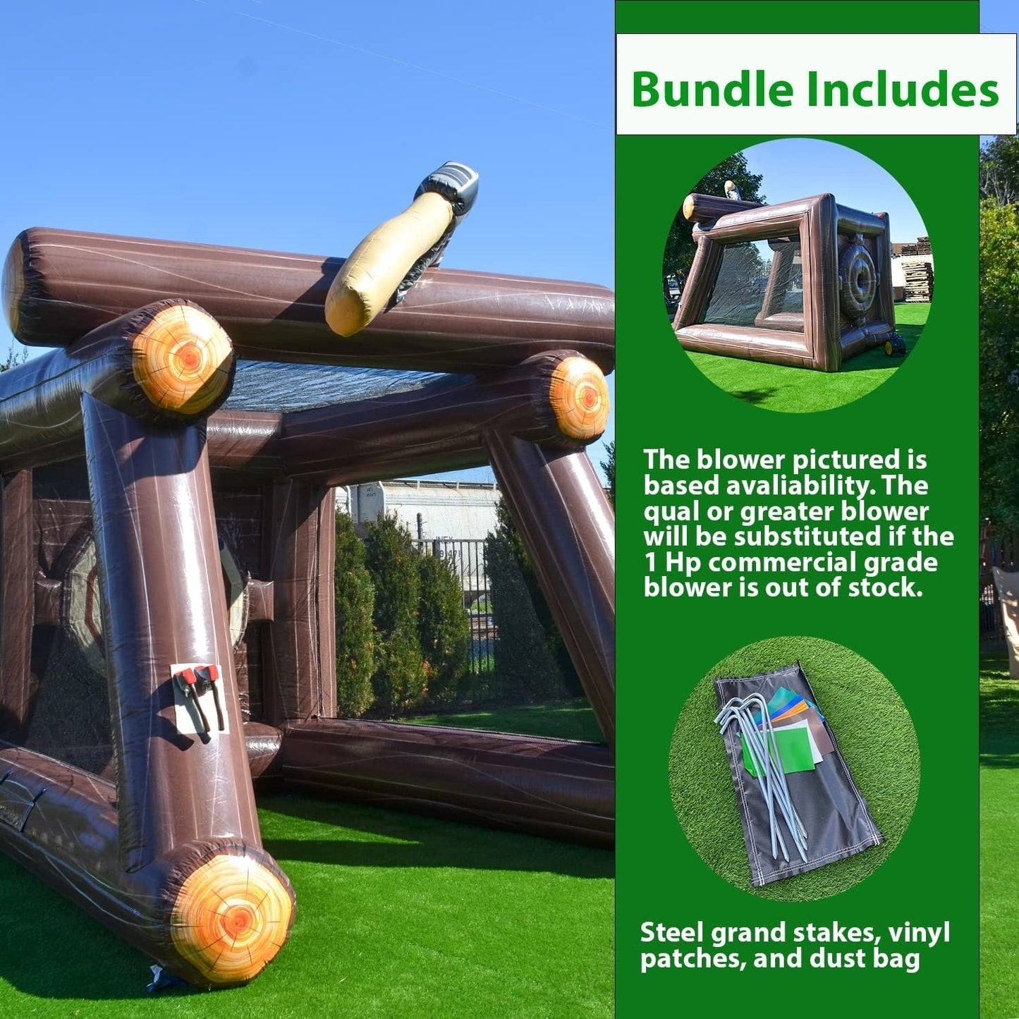 Jeu de lancer de hache gonflable XJUMP avec souffleur d'air et haches en mousse, qualité professionnelle, location, léger, pour jeux en plein air