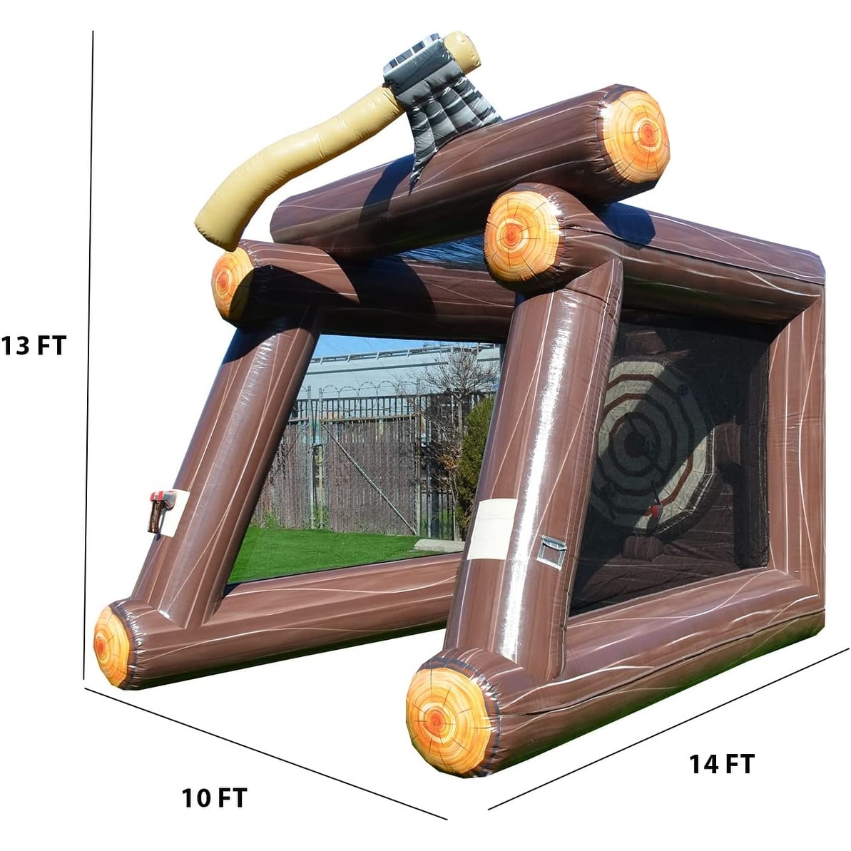 Jeu de lancer de hache gonflable XJUMP avec souffleur d'air et haches en mousse, qualité professionnelle, location, léger, pour jeux en plein air