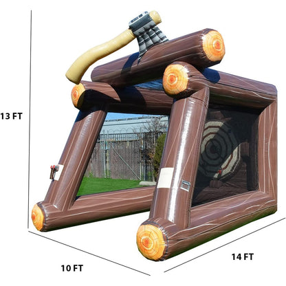 Jeu de lancer de hache gonflable XJUMP avec souffleur d'air et haches en mousse, qualité professionnelle, location, léger, pour jeux en plein air
