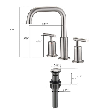 YASINU 8 Inch Luxury Widespread Bathroom Sink Faucet with Pop-Up Drain