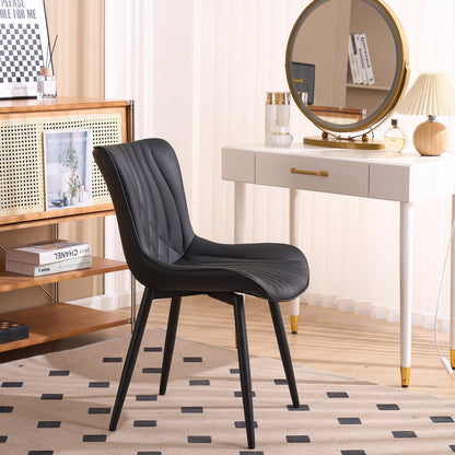 Lot de 2 chaises de salle à manger modernes en cuir capitonné sans accoudoirs