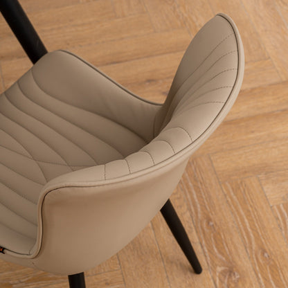 Lot de 2 chaises de salle à manger modernes en cuir capitonné sans accoudoirs