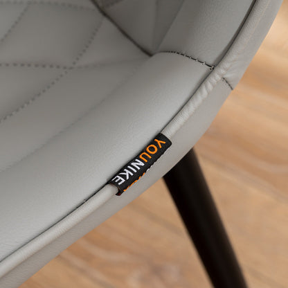 Lot de 2 chaises de salle à manger modernes en cuir capitonné sans accoudoirs