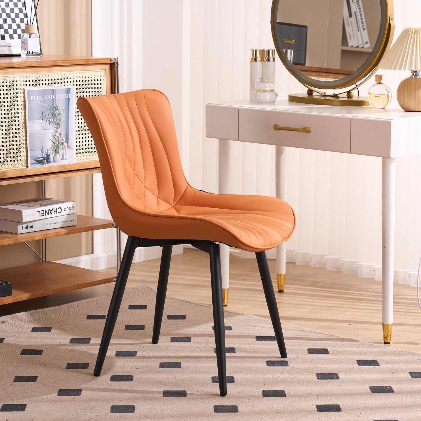 Lot de 2 chaises de salle à manger modernes en cuir capitonné sans accoudoirs