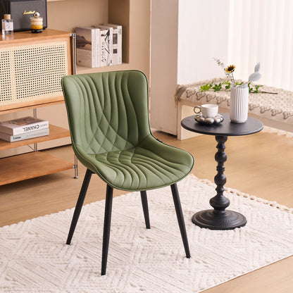 Lot de 2 chaises de salle à manger modernes en cuir capitonné sans accoudoirs