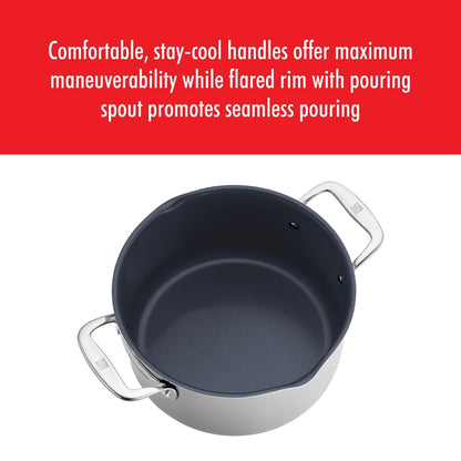 Pochette de cuisson ZWILLING Clad CFX en acier inoxydable et revêtement céramique antiadhésif, 6 qt