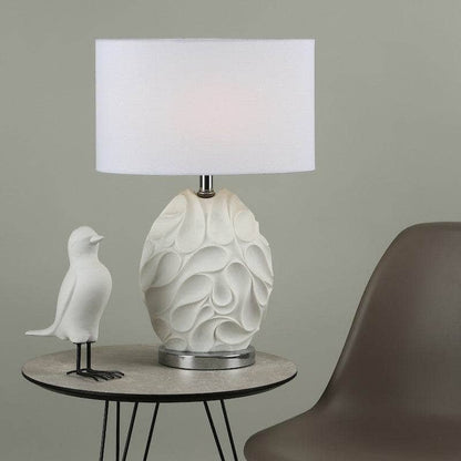 Teruel Table Lamp White Oval Complete With Shade
