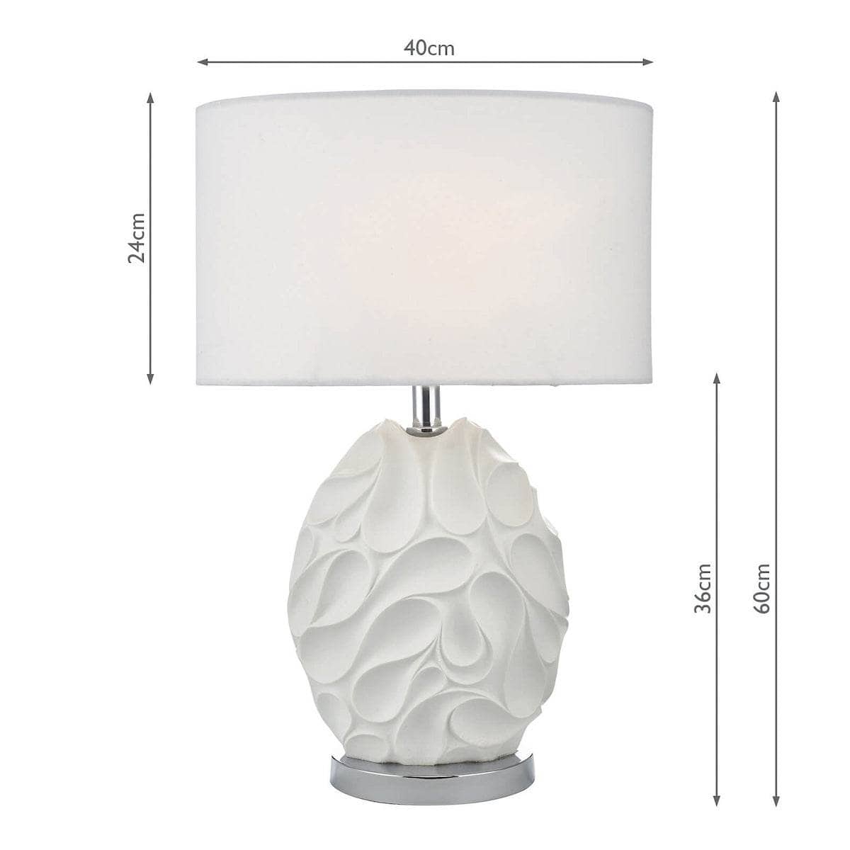 Teruel Table Lamp White Oval Complete With Shade