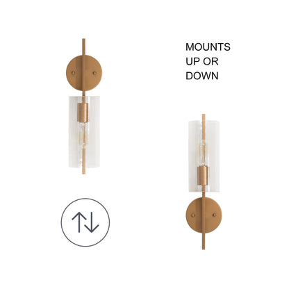 Applique murale de salle de bain Zenith, style ferme moderne, cylindrique, en verre dépoli, style transitionnel