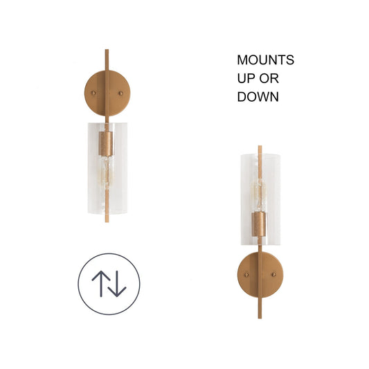 Applique murale de salle de bain Zenith, style ferme moderne, cylindrique, en verre dépoli, style transitionnel