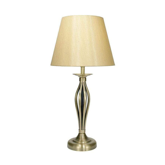 Malaga Table Lamp Antique Brass Complete Gold Shade