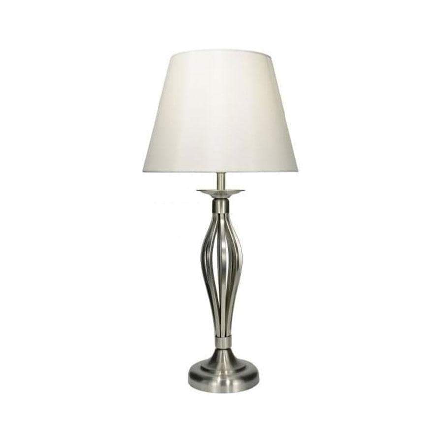 Malaga Table Lamp Satin Chrome With Cream Shade