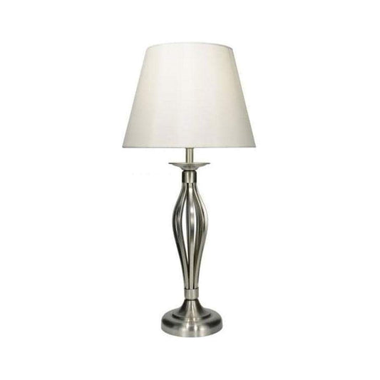 Malaga Table Lamp Satin Chrome With Cream Shade