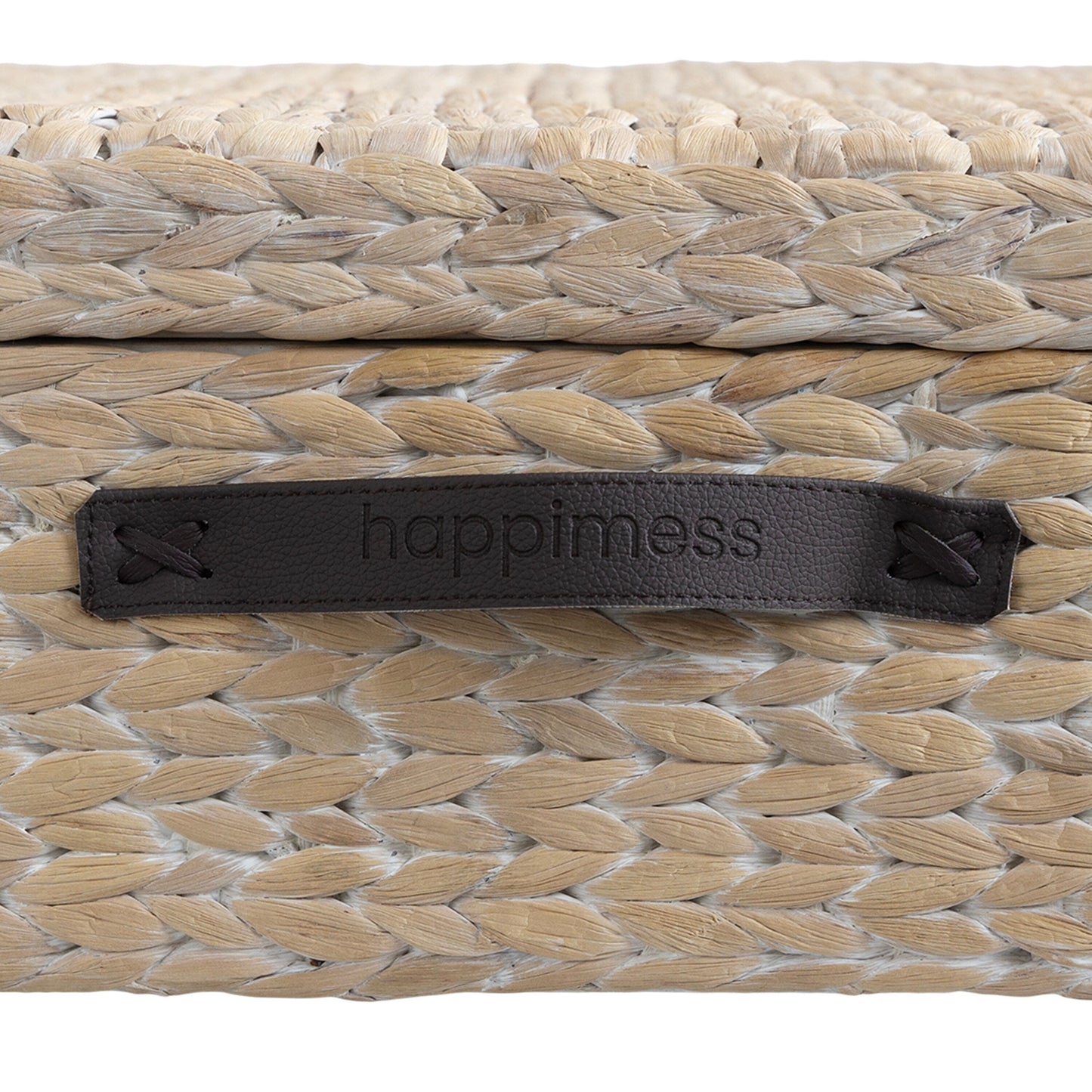 happimess Coffre de rangement sous lit en jonc et bois avec roulettes et poignées