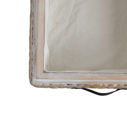 happimess Coffre de rangement sous lit en jonc et bois avec roulettes et poignées