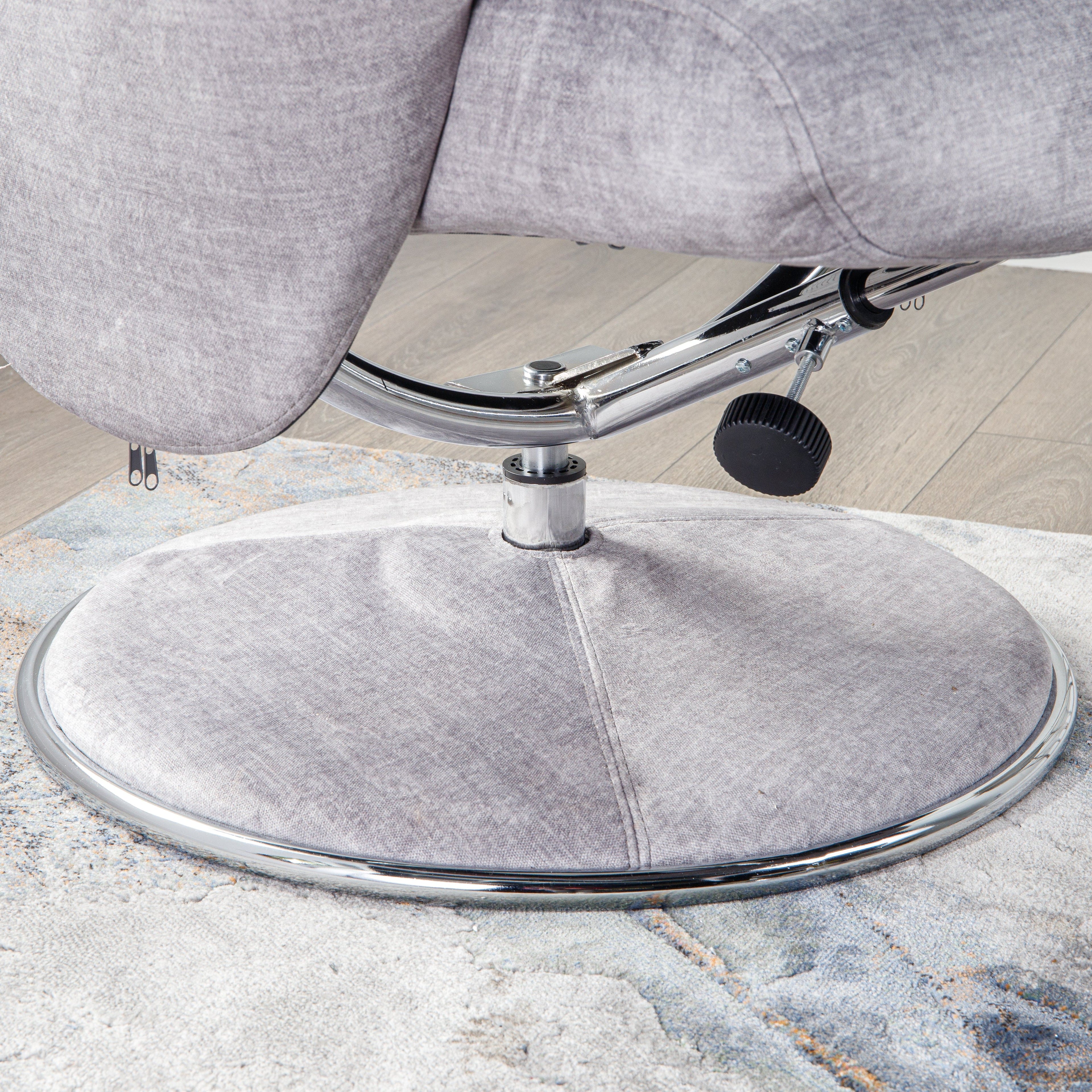 Houston Silver Recliner Chair & Stool