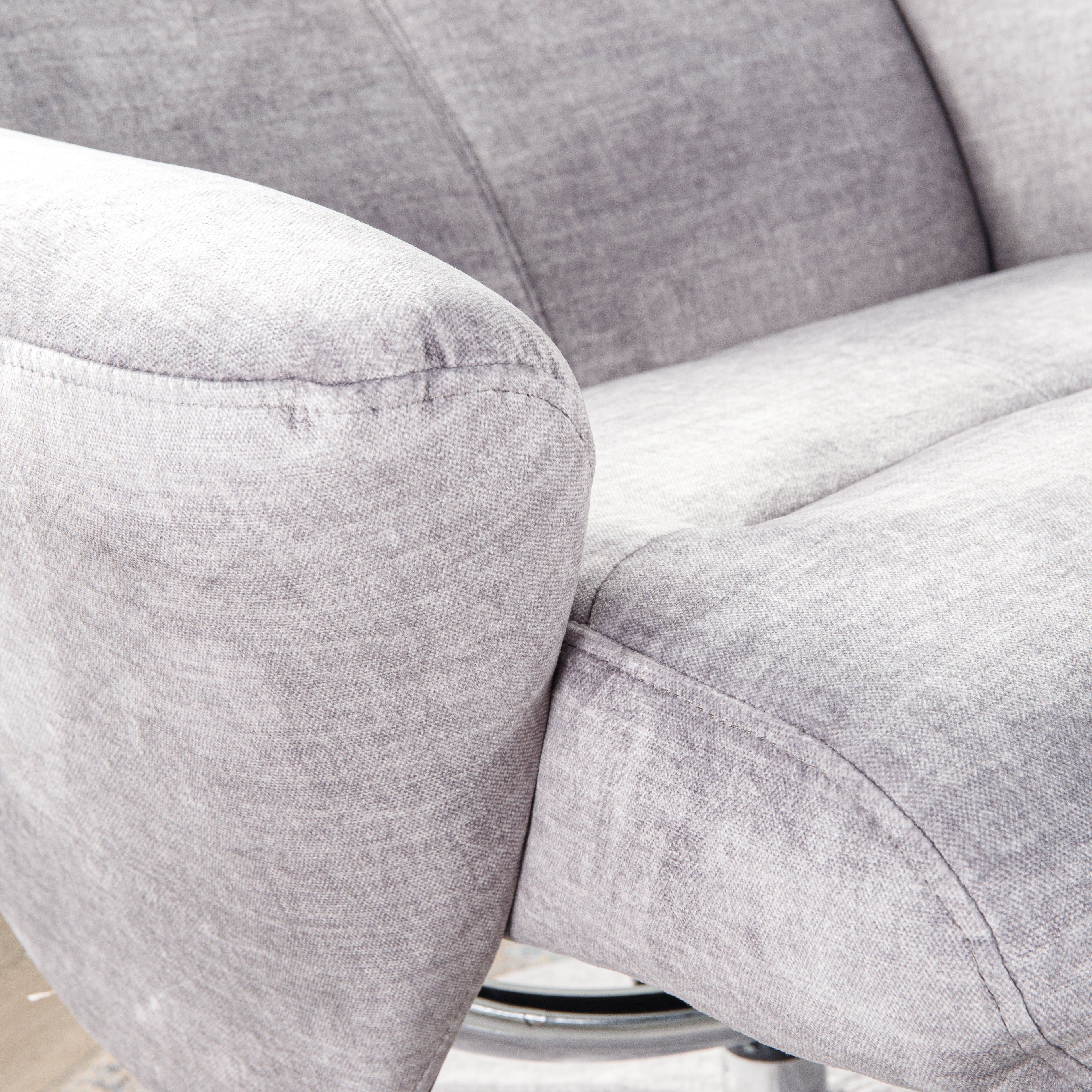 Houston Silver Recliner Chair & Stool