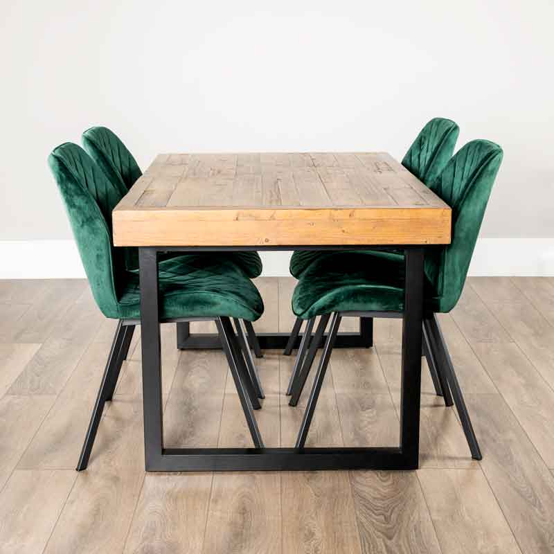 Lincoln Extending Table with 4 Vancouver Emerald Chairs