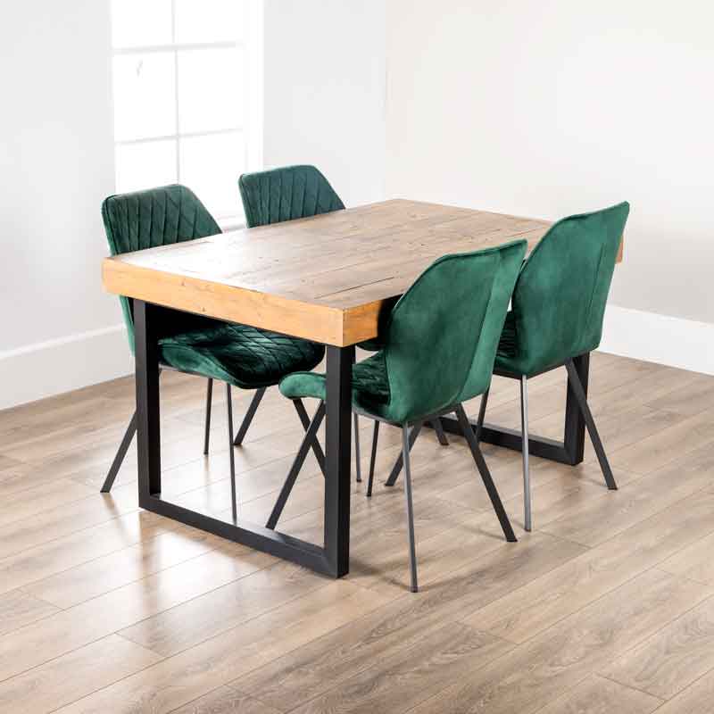 Lincoln Extending Table with 4 Vancouver Emerald Chairs