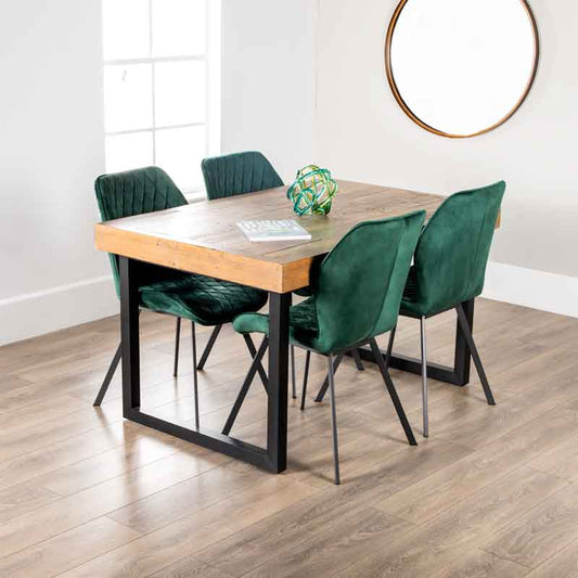 Lincoln Extending Table with 4 Vancouver Emerald Chairs
