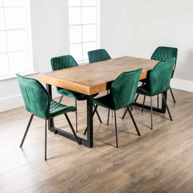Lincoln Extending Table with 6 Vancouver Emerald Chairs