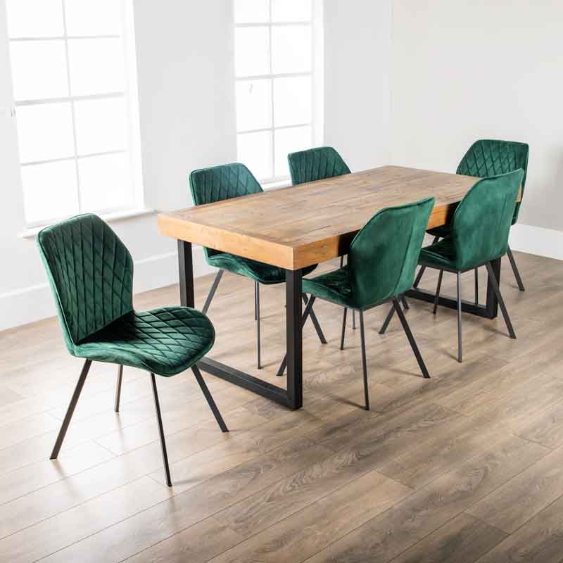 Lincoln Extending Table with 6 Vancouver Emerald Chairs