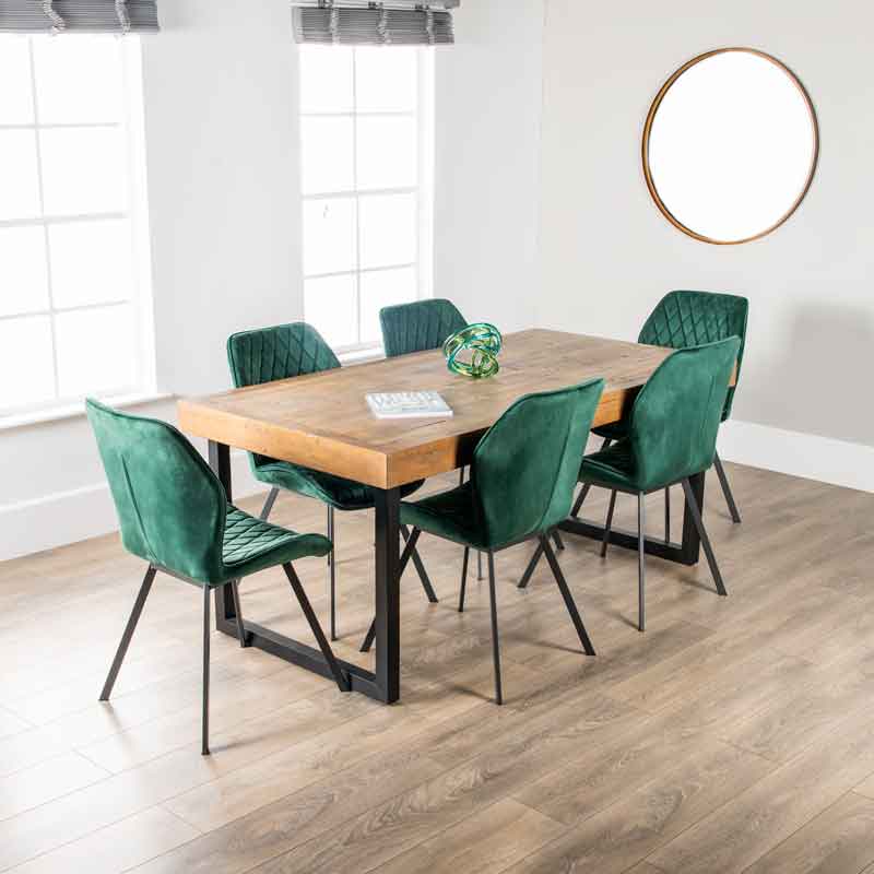 Lincoln Extending Table with 6 Vancouver Emerald Chairs