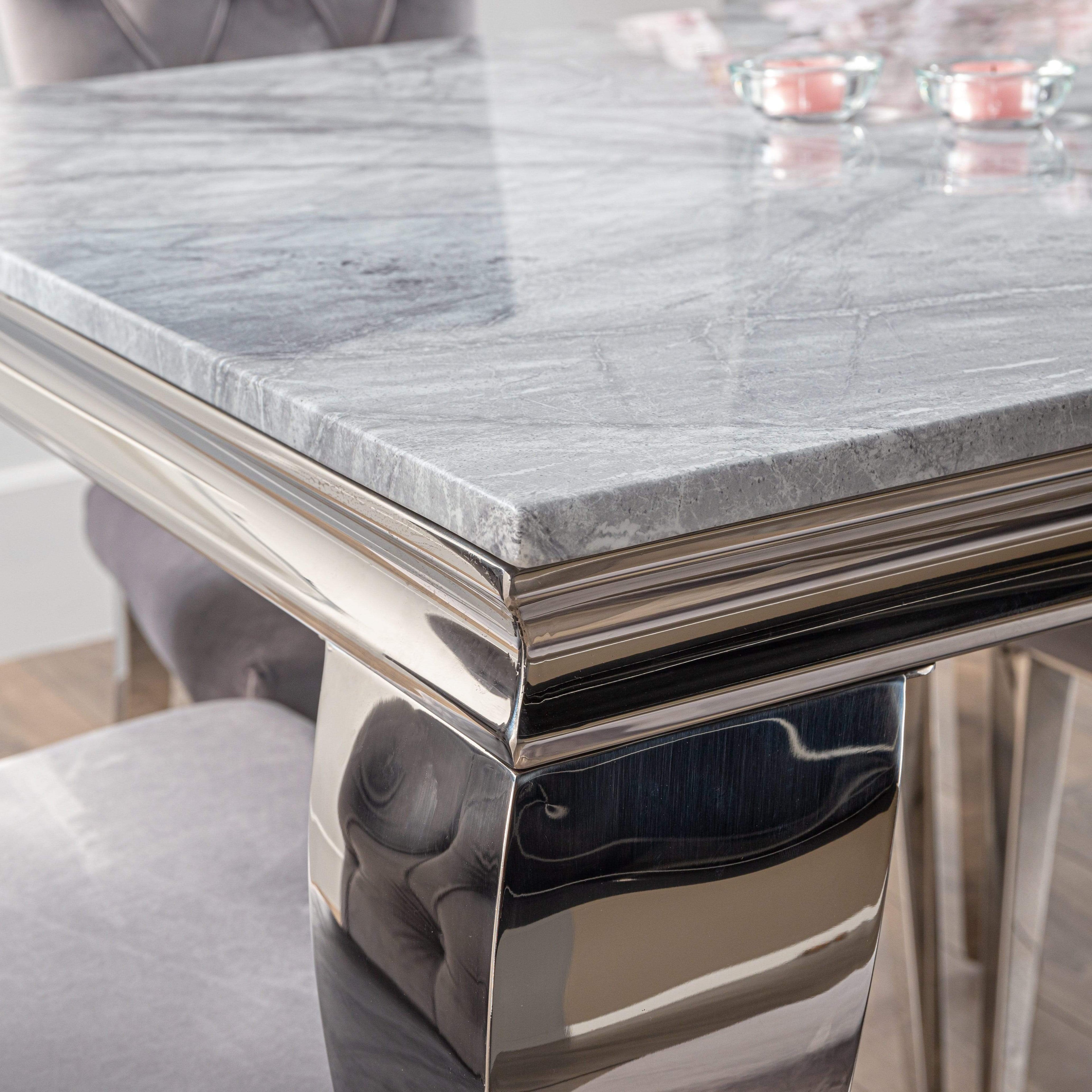 Square Louis Marble Dining Table Set And 4 Palermo Chairs