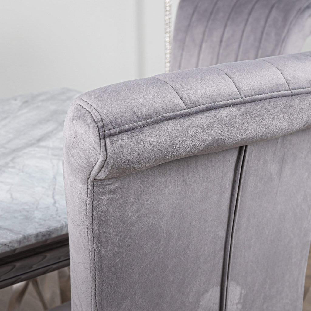 Louis Marble Table And 6 Nicole Chairs Dining Set