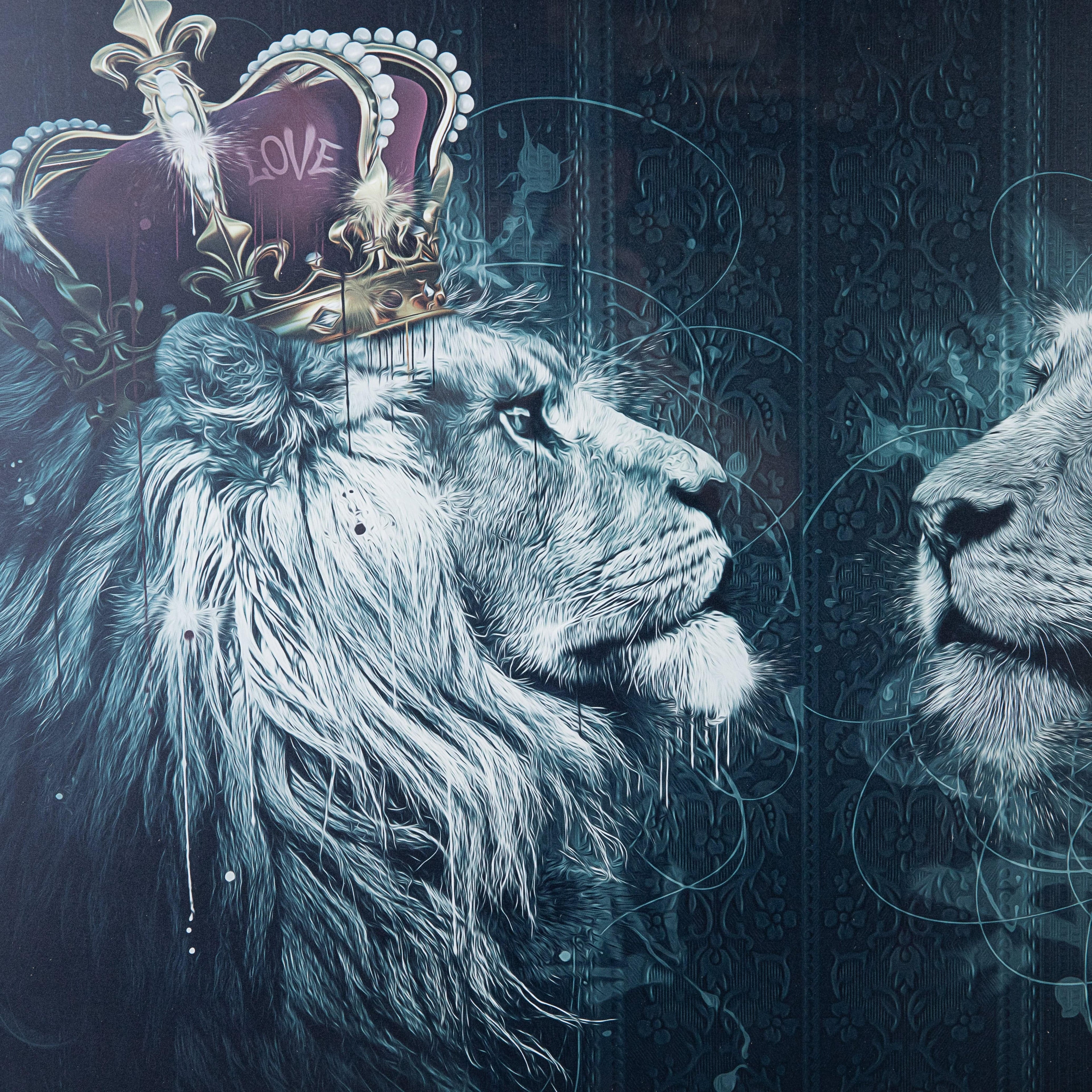 Shh Lion Mafia King & Queen Framed Picture 114 X 74