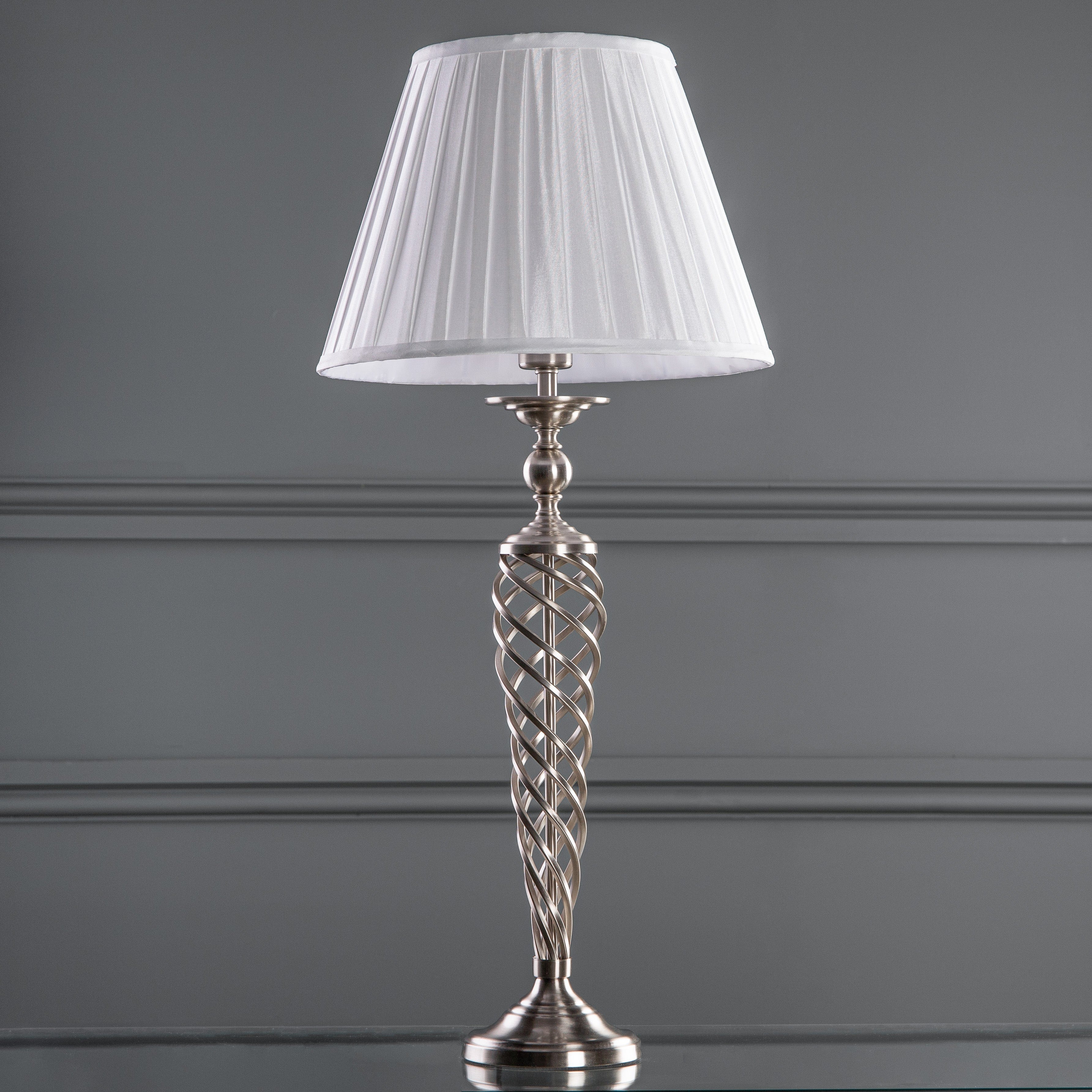 Siam Table Lamp Complete With Shade Satin Chrome