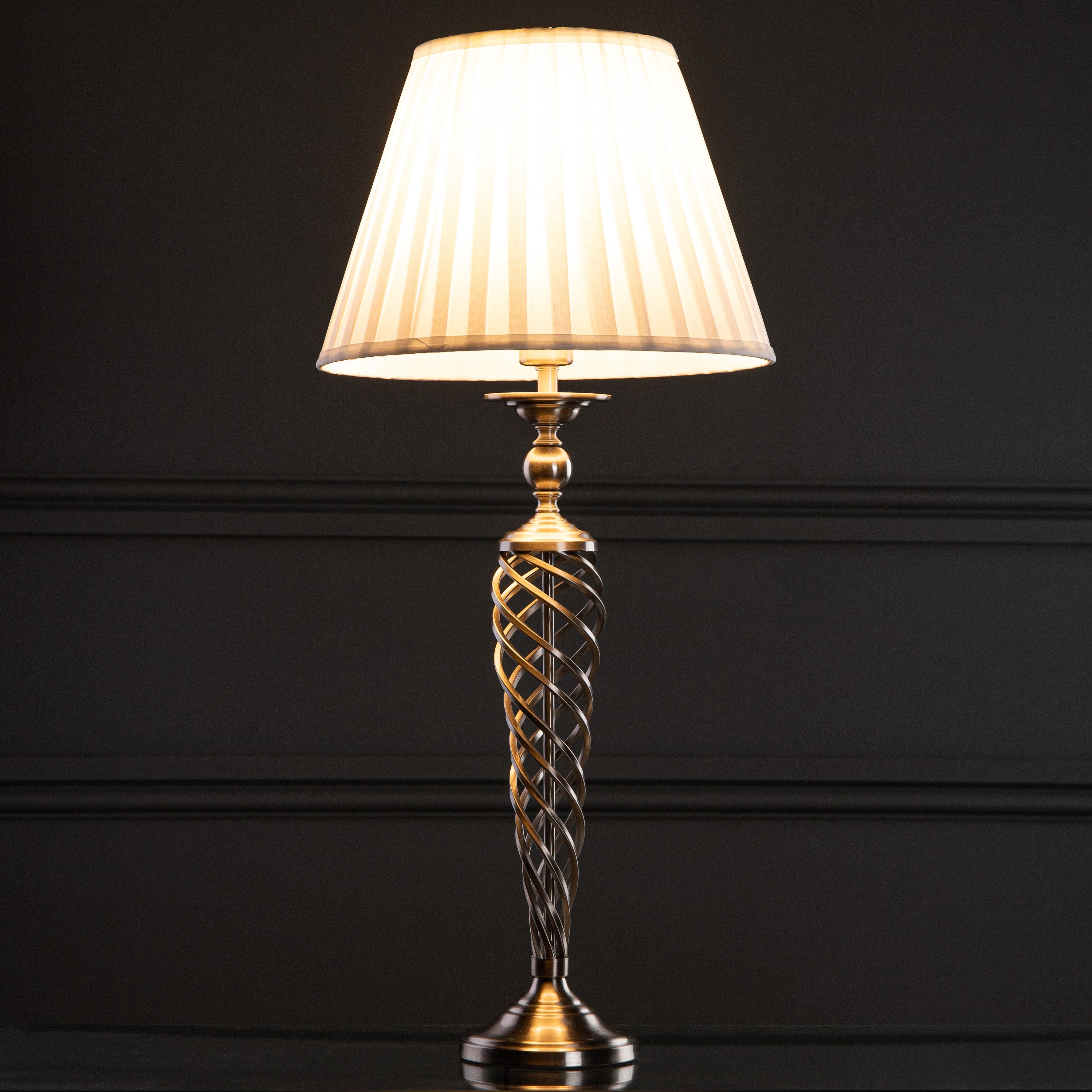 Siam Table Lamp Complete With Shade Satin Chrome