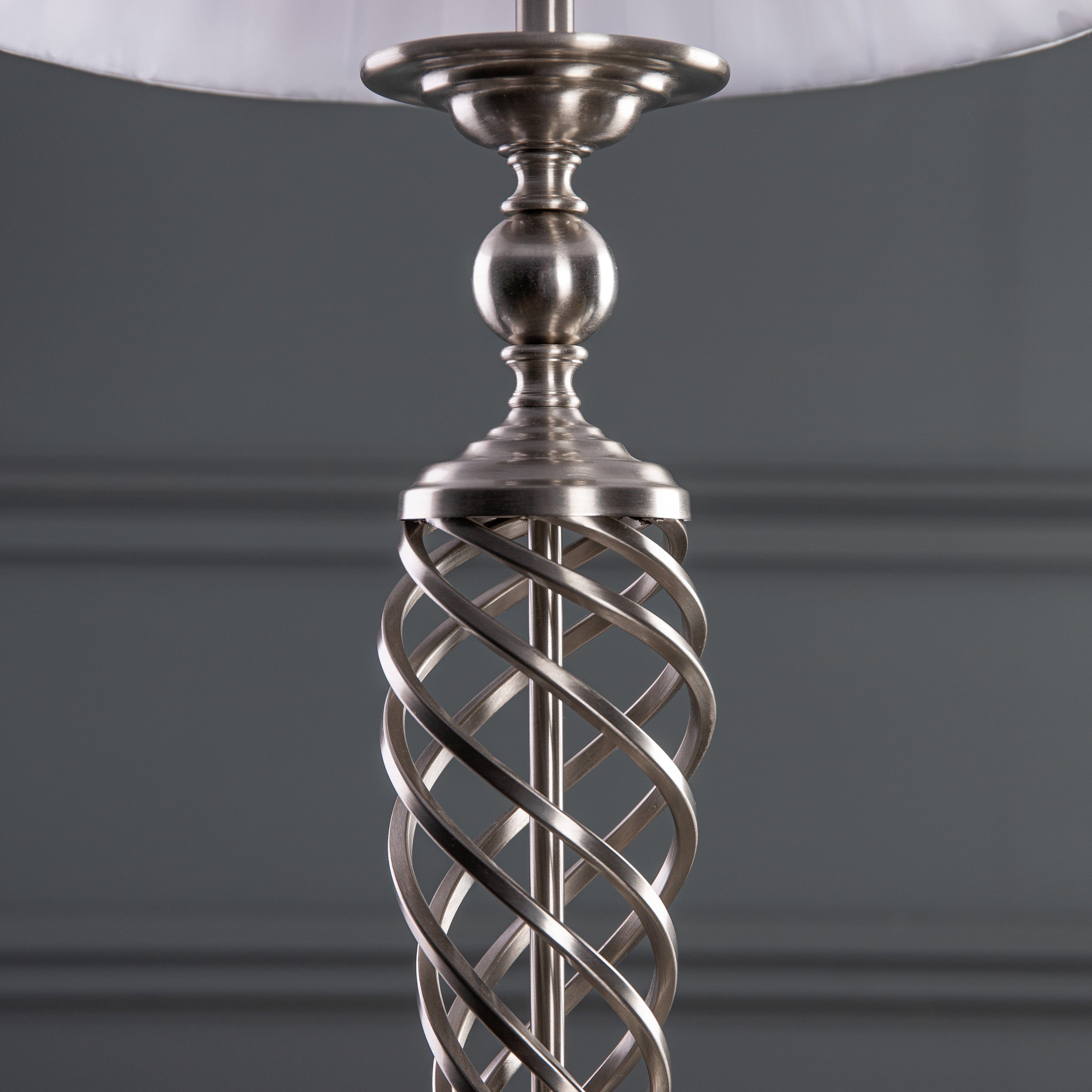 Siam Table Lamp Complete With Shade Satin Chrome