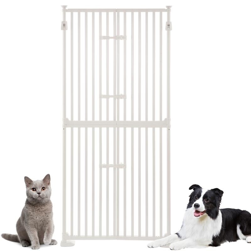 Barrière pour animaux de compagnie unipaws extra haute pour chats, 74 pouces de hauteur, avec portes et serrures