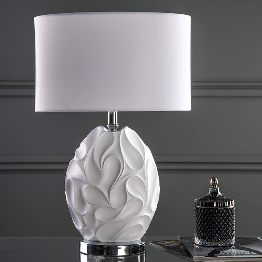 Teruel Table Lamp White Oval Complete With Shade
