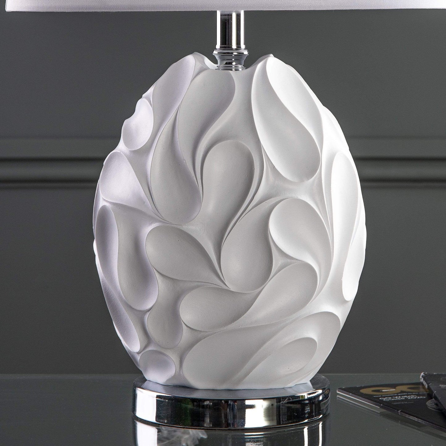 Teruel Table Lamp White Oval Complete With Shade
